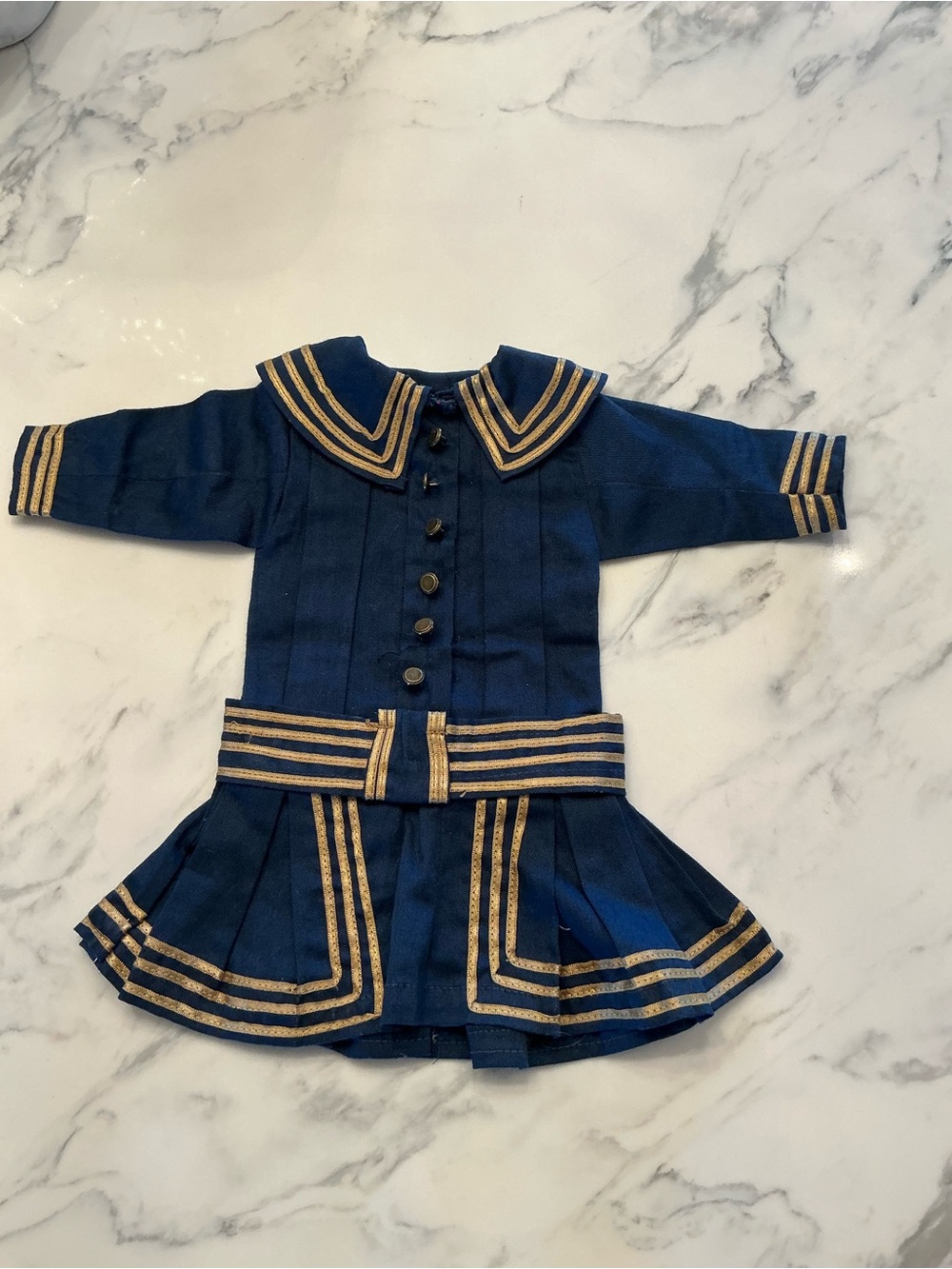 Doll Navy Sailor Dress-with Gold Trim